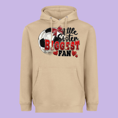 Little Sister Biggest Fan Soccer Heavyweight Hoodie Designed By Fadigitalartstudio