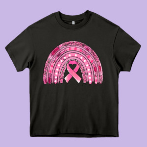 Breast Cancer Awareness Rainbow Heavy Core Tee Designed By Jasminsmagicworld