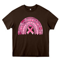 Chocolate Brown breast cancer awareness rainbow Heavy Core Tee - Jasminsmagicworld