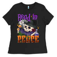 Black Read in peace Halloween Ladies Tee - NancyCooperArtShop