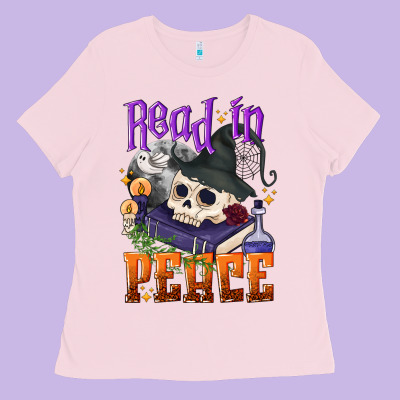 Read In Peace Halloween Ladies Tee Designed By Nancycooperartshop