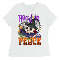 White Read in peace Halloween Ladies Tee - NancyCooperArtShop