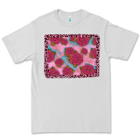 Dove Grey pink rose leopard background Premium Tee - JahusDesignShop