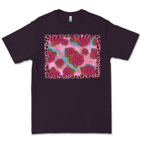Plum pink rose leopard background Premium Tee - JahusDesignShop