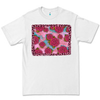 White pink rose leopard background Premium Tee - JahusDesignShop