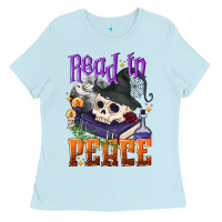Baby Blue Read in peace Halloween Ladies Tee - NancyCooperArtShop
