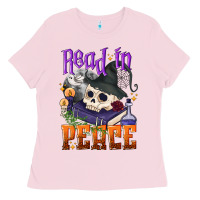 Bubblegum Pink Read in peace Halloween Ladies Tee - NancyCooperArtShop