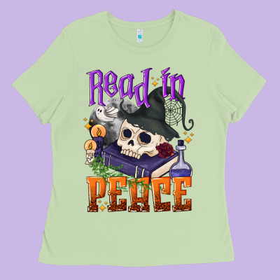 Read In Peace Halloween Ladies Tee Designed By Nancycooperartshop