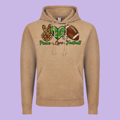 Peace Love Football Vintage Hoodie Designed By Bundleandbundleshop