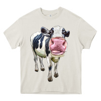 Cream Cute Holstein Heavy Core Tee - LillyAllenDesigns