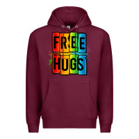 Burgundy free hugs Premium Hoodie - OliviaCreatesArt