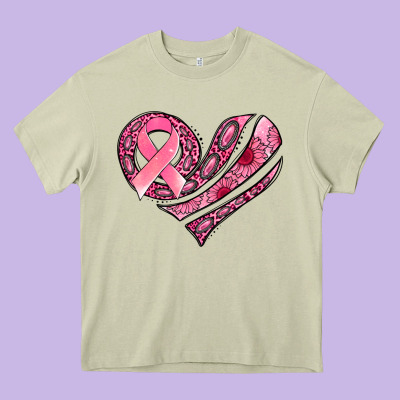 Breast Cancer Awareness Heart Heavy Core Tee Designed By Jasminsmagicworld