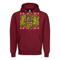 Burgundy Mardi Gras masks and coins tumbler Zipper Hoodie - HowdyJamesFarm