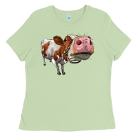 Matcha cute simmental cow Ladies Tee - LillyAllenDesigns