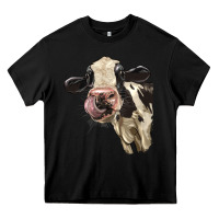 Black Cute Holstein Heifer Heavy Core Tee - LillyAllenDesigns