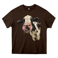 Chocolate Brown Cute Holstein Heifer Heavy Core Tee - LillyAllenDesigns