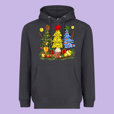 Christmas With Softball Trees Bbs Heavyweight Hoodie Designed By Bundleandbundleshop