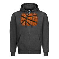 Charcoal Heather Basketball leopard glitter background Zipper Hoodie - HowdyJamesFarm