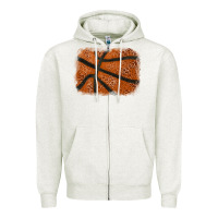 Oatmeal Heather Basketball leopard glitter background Zipper Hoodie - HowdyJamesFarm