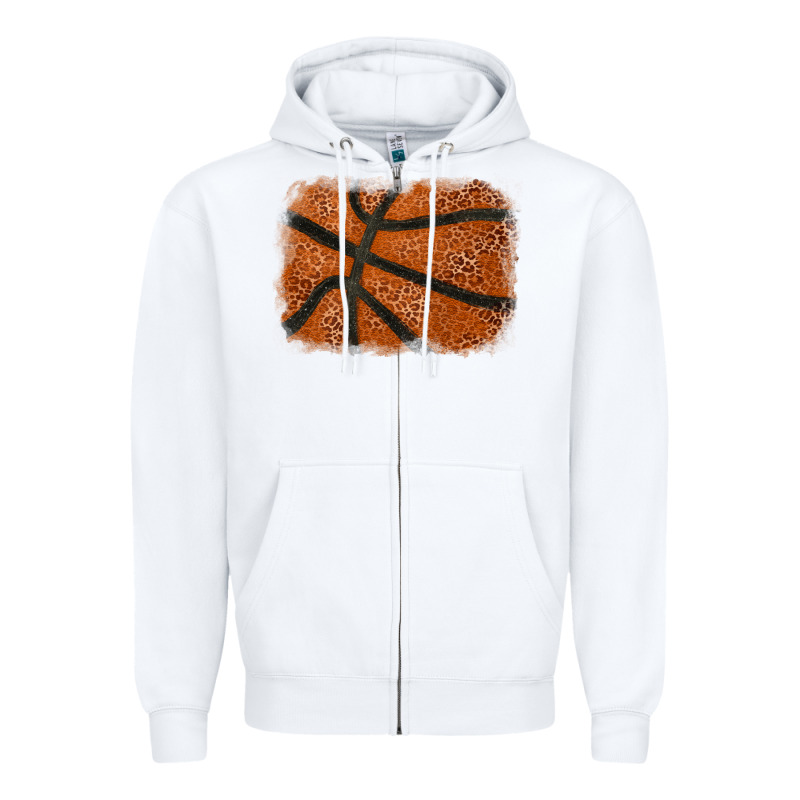 Basketball Leopard Glitter Background Zipper Hoodie by HowdyJamesFarm | Teevron