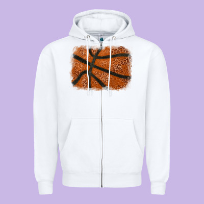 Basketball Leopard Glitter Background Zipper Hoodie Designed By Howdyjamesfarm