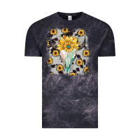 Cloud Black cowhide sunflower gemstone bull skull Vintage Tee - JahusDesignShop
