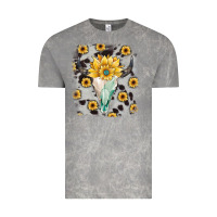 Cloud Rock cowhide sunflower gemstone bull skull Vintage Tee - JahusDesignShop