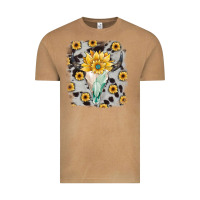 Vintage Camel cowhide sunflower gemstone bull skull Vintage Tee - JahusDesignShop