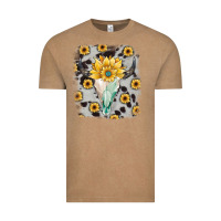 Vintage Coffee cowhide sunflower gemstone bull skull Vintage Tee - JahusDesignShop
