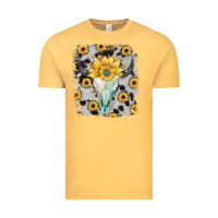 Vintage Mustard cowhide sunflower gemstone bull skull Vintage Tee - JahusDesignShop