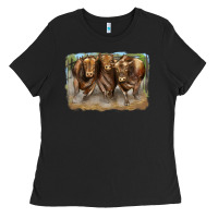 Black 3 red angus bulls Ladies Tee - LillyAllenDesigns