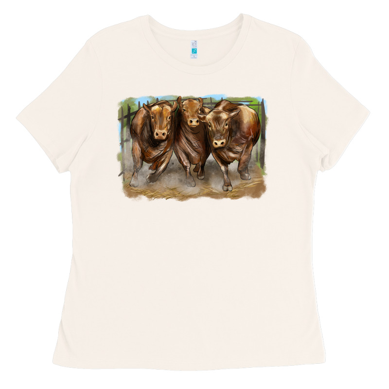 3 Red Angus Bulls Ladies Tee by LillyAllenDesigns | Teevron