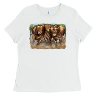 White 3 red angus bulls Ladies Tee - LillyAllenDesigns