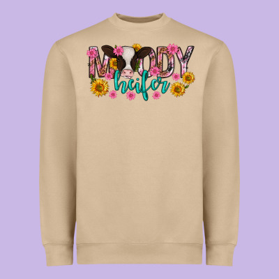 Moody Heifer Mother's Day Heavyweight Sweatshirt Designed By Texasbilliewilder