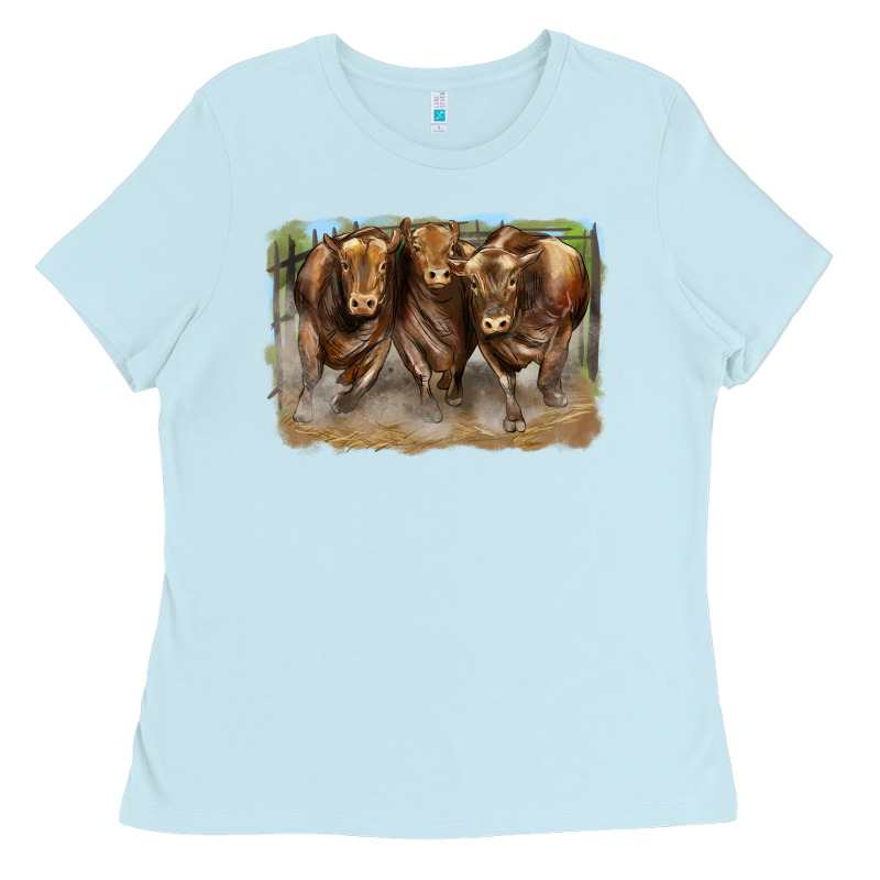 3 Red Angus Bulls Ladies Tee by LillyAllenDesigns | Teevron