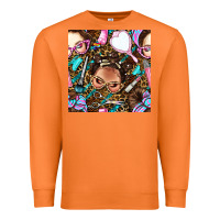 Carrot hairdresser messy bun hand mirror and scissors with leopard and tiger  Premium Sweatshirt - BundleAndBundleShop