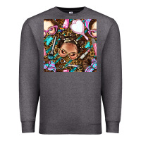 Charcoal Heather hairdresser messy bun hand mirror and scissors with leopard and tiger  Premium Sweatshirt - BundleAndBundleShop