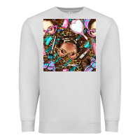 Dove Grey hairdresser messy bun hand mirror and scissors with leopard and tiger  Premium Sweatshirt - BundleAndBundleShop