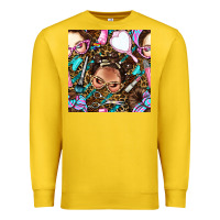 Lemon hairdresser messy bun hand mirror and scissors with leopard and tiger  Premium Sweatshirt - BundleAndBundleShop