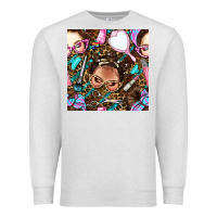 Oatmeal Heather hairdresser messy bun hand mirror and scissors with leopard and tiger  Premium Sweatshirt - BundleAndBundleShop