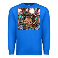True Royal hairdresser messy bun hand mirror and scissors with leopard and tiger  Premium Sweatshirt - BundleAndBundleShop