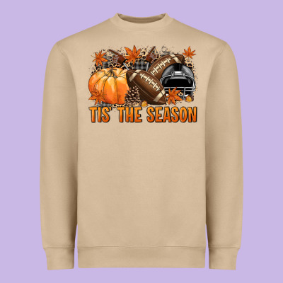 Tis' The Season Football Black Helmet Heavyweight Sweatshirt Designed By Nancycooperartshop