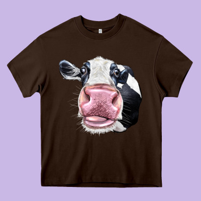 Cute Holstein Face Heavy Core Tee Designed By Lillyallendesigns
