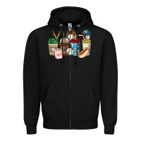 Black Baseball coffee cups Zipper Hoodie - HowdyJamesFarm