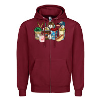 Burgundy Baseball coffee cups Zipper Hoodie - HowdyJamesFarm