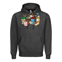 Charcoal Heather Baseball coffee cups Zipper Hoodie - HowdyJamesFarm