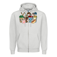 Dove Grey Baseball coffee cups Zipper Hoodie - HowdyJamesFarm