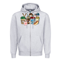 Heather Grey Baseball coffee cups Zipper Hoodie - HowdyJamesFarm
