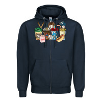 Navy Baseball coffee cups Zipper Hoodie - HowdyJamesFarm