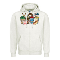 Oatmeal Heather Baseball coffee cups Zipper Hoodie - HowdyJamesFarm